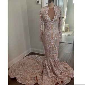 Custom Made Long Sleeve Sparkly Mermaid Dress
